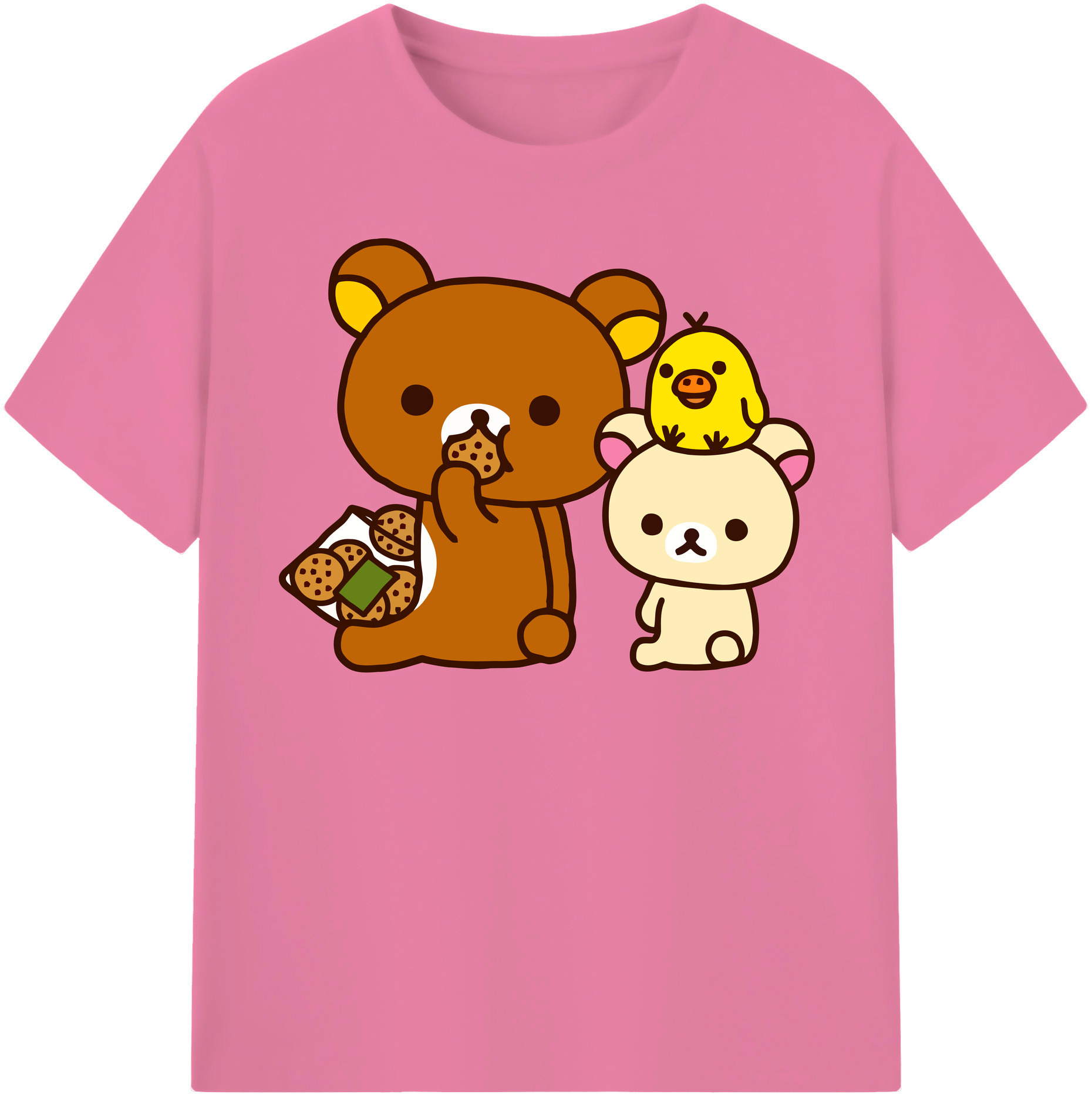 （画像用） リラックマ リラックマ キイロイトリ Rilakkuma Korilakkuma Kiiroitori 綿100％半袖Tシャツ（フロントプリント）